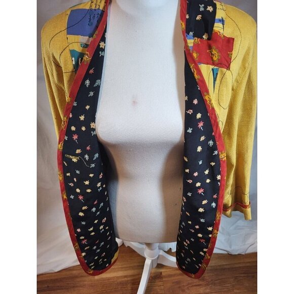 VTG Canvasbacks Lutton & Horsfield Blazer Gold‎ Patchwork Art to Wear Sz Small - Picture 7 of 9